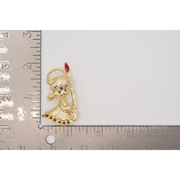 Tancer II Vintage Christmas Angel Pin Brooch Enamel Gold Holiday Signed BinAJ - Picture 12 of 12